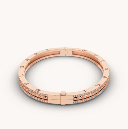 [GALE]ZERO 1 SPIRAL AND PAVED DIAMOND PINK GOLD BRACELET
