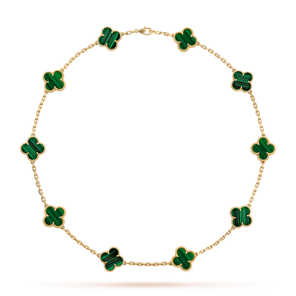 [GALE]CLOVER 10 MOTIFS MALACHITE NECKLACE