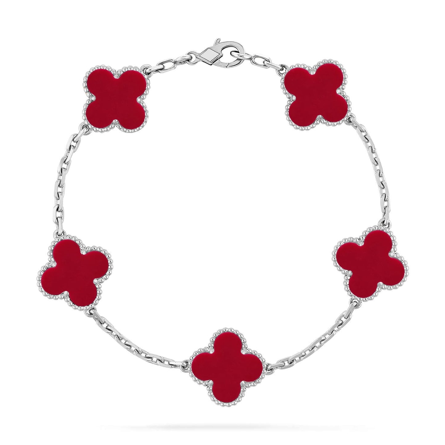 [GALE] CLOVER 5 MOTIF RED CORNELIAN BRACELET COLLECTION