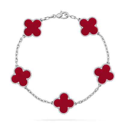 [GALE] CLOVER 5 MOTIF RED CORNELIAN BRACELET COLLECTION