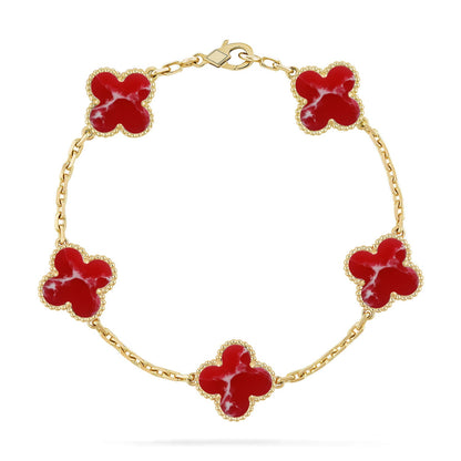 [GALE]CLOVER 5 MOTIF RED PATTERN BRACELET COLLECTION