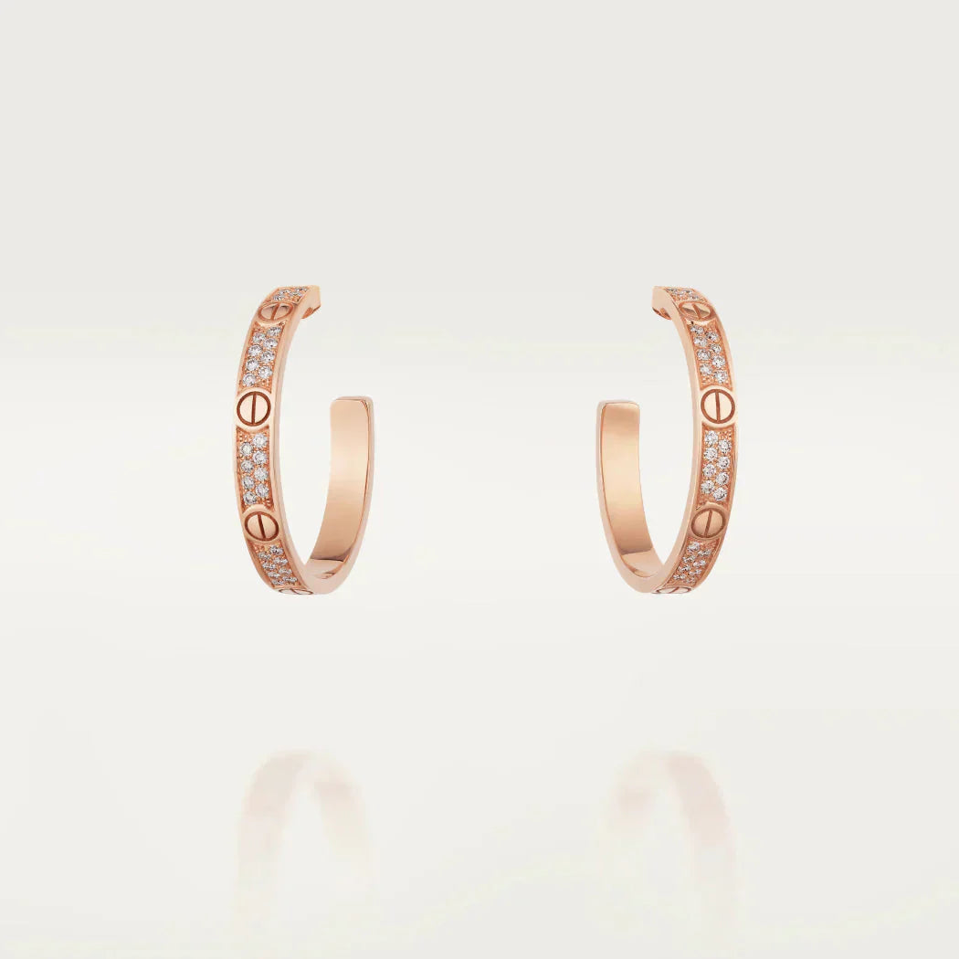 [GALE]LOVE DIAMOND PINK GOLD HOOP EARRINGS