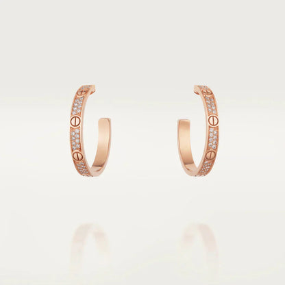 [GALE]LOVE DIAMOND PINK GOLD HOOP EARRINGS