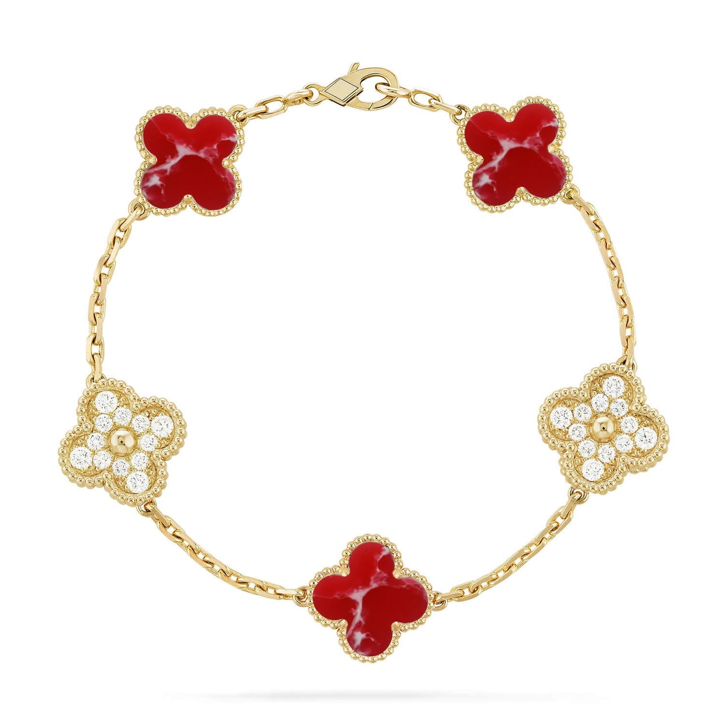 [GALE]CLOVER 5 MOTIF RED PATTERN BRACELET COLLECTION