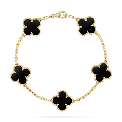 [GALE]CLOVER  5 MOTIFS BLACK ONYX BRACELET
