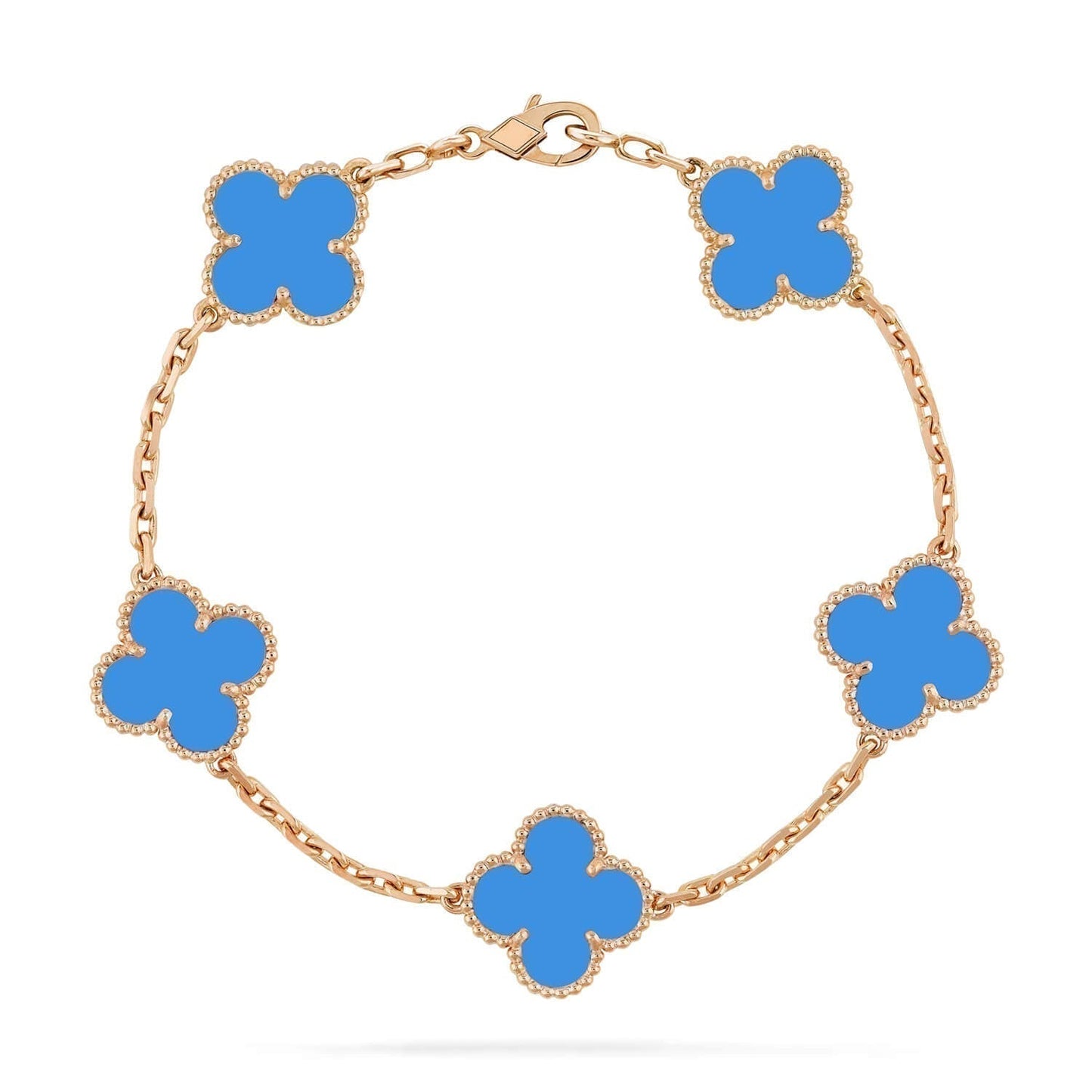 [GALE]CLOVER 5 MOTIFS BLUE AGATE BRACELET