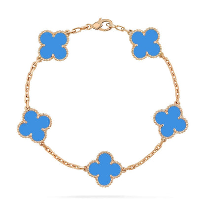 [GALE]CLOVER 5 MOTIFS BLUE AGATE BRACELET