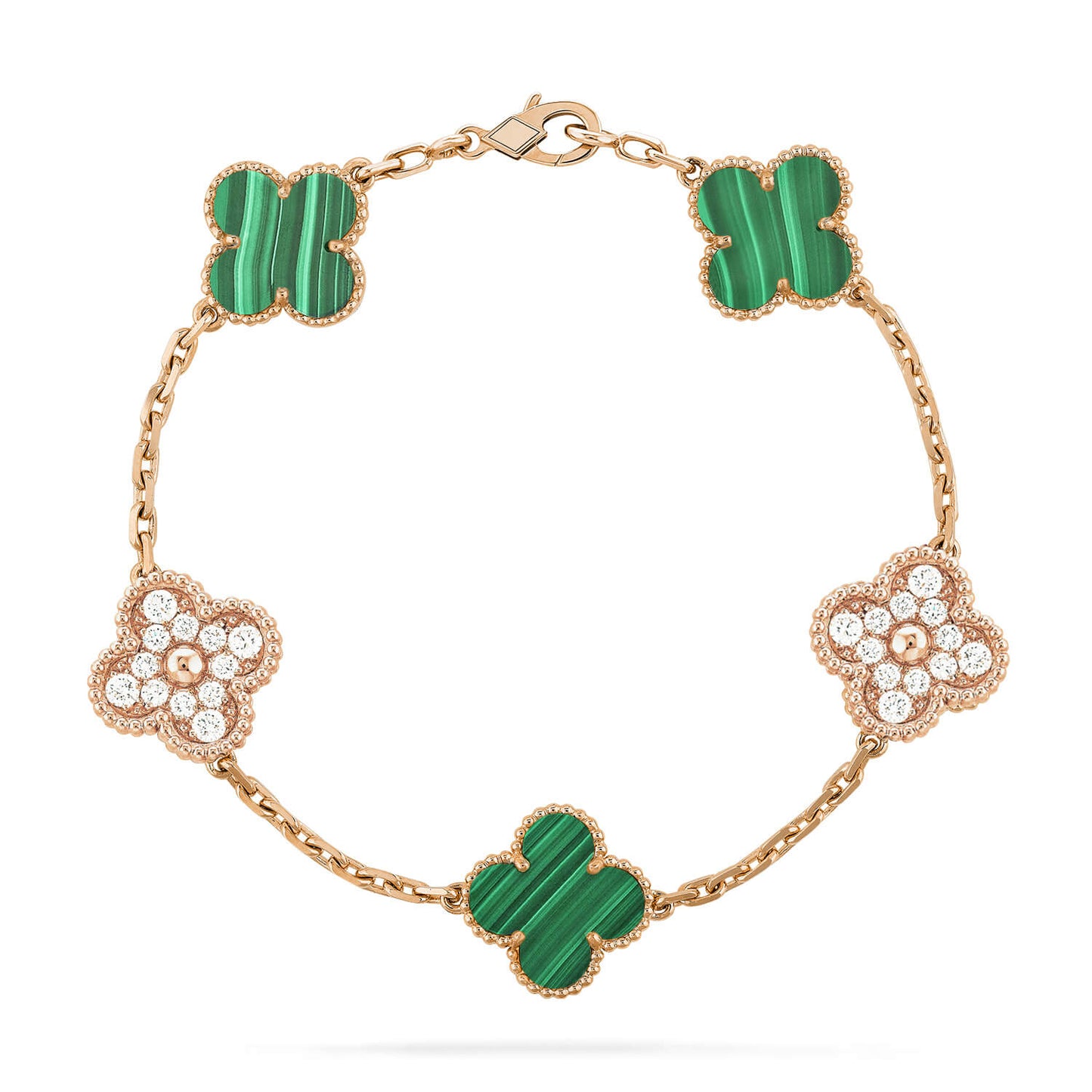 [GALE]CLOVER  5 MOTIF MALACHITE DIAMOND BRACELET