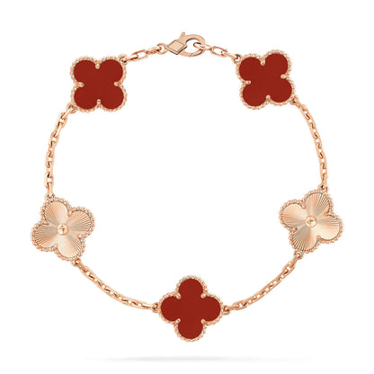 [GALE]CLOVER  5 MOTIFS CARNELIAN GOLD BRACELET