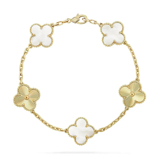 [GALE]CLOVER BRACELET 5 MOTIF WHITE MOP PINK GOLD