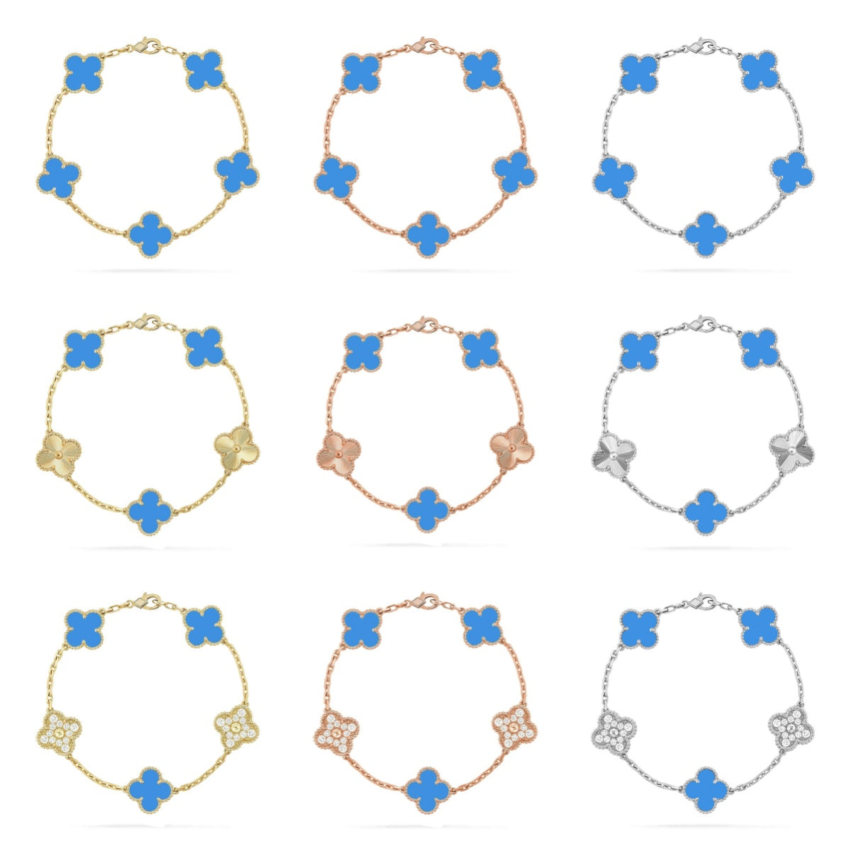 [GALE] CLOVER 5 MOTIF BLUE AGATE BRACELET COLLECTION