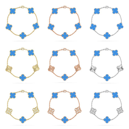 [GALE] CLOVER 5 MOTIF BLUE AGATE BRACELET COLLECTION