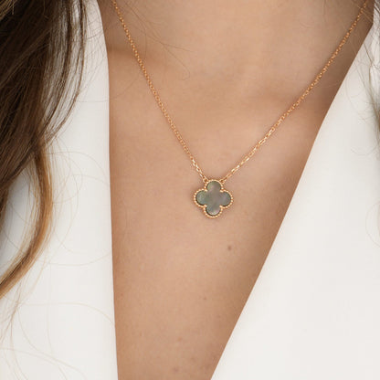 [GALE]CLOVER 15MM  GRAY MOTHER OF PEARL NECKLACE