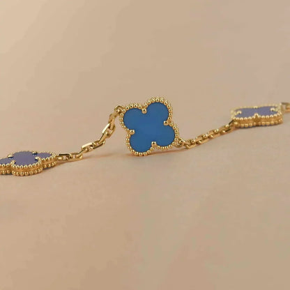 [GALE]CLOVER 5 MOTIFS BLUE AGATE BRACELET