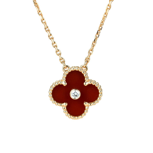 [GALE]CLOVER 15MM DIAMOND CARNELIAN NECKLACE
