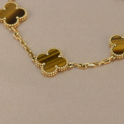 [GALE] CLOVER 5 MOTIFS TIGER EYE BRACELET COLLECTION
