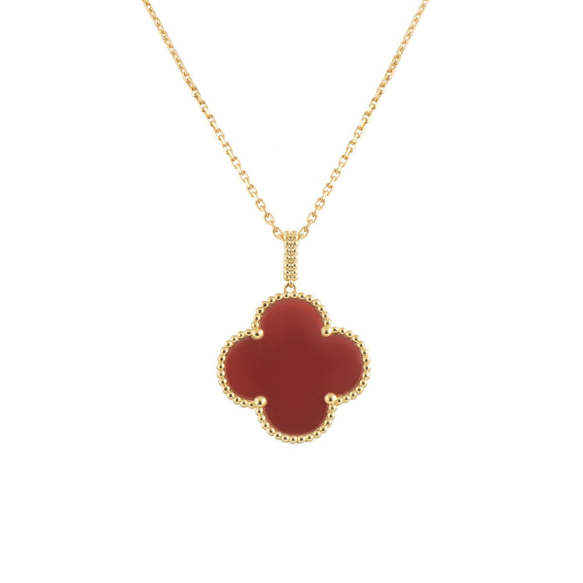 [GALE]CLOVER 25MM NECKLACE GOLD CARNELIAN