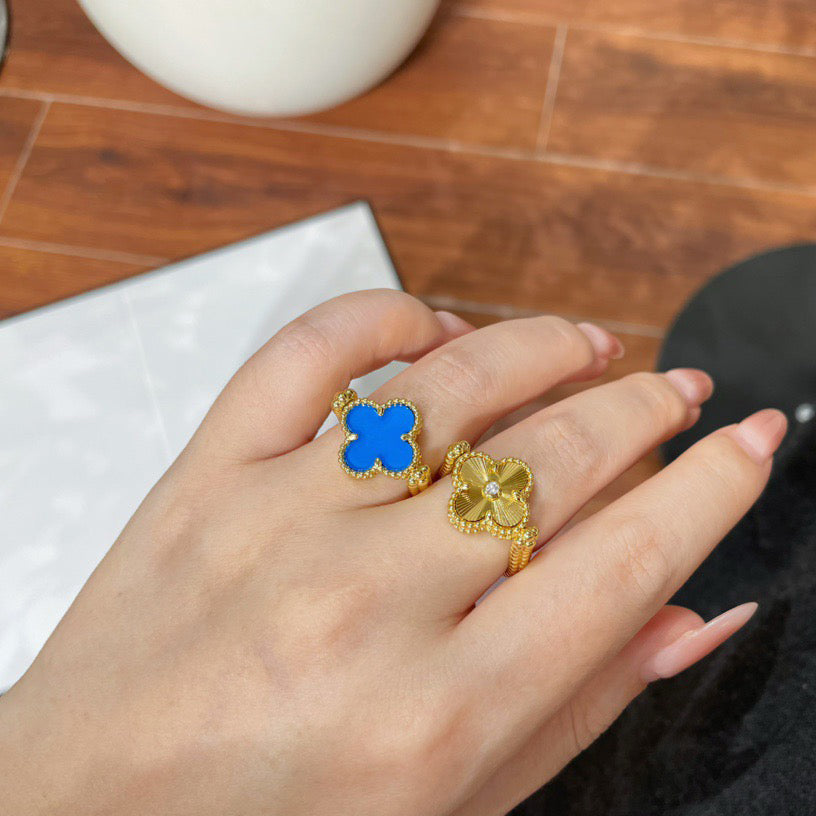 [GALE]CLOVER RIVERSIBLE BLUE AGATE RING