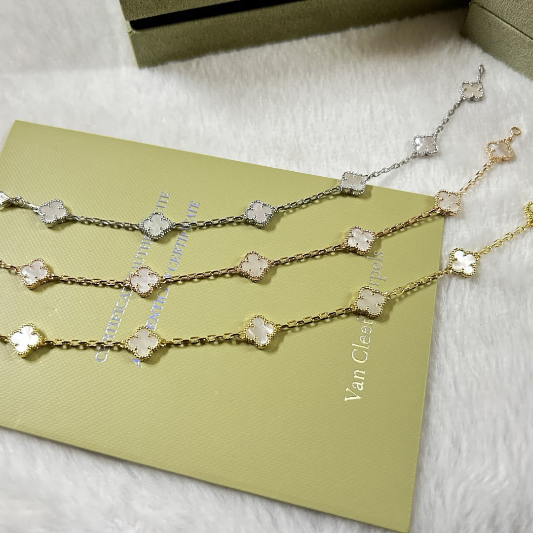 [GALE]CLOVER 6 MOTIF WHITE MOP BRACELET