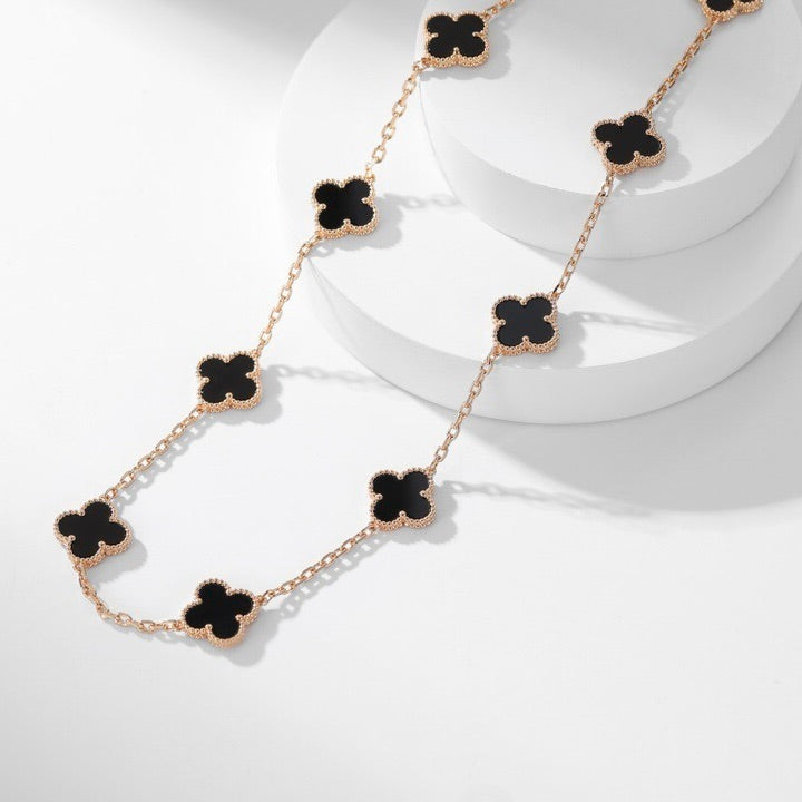 [GALE]CLOVER 10 MOTIFS ONYX NECKLACE