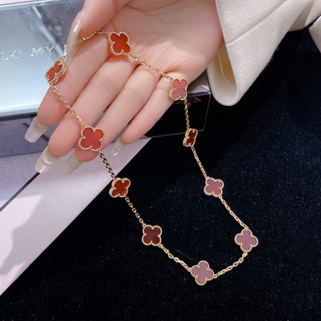 [GALE]CLOVER 10 MOTIFS CARNELIAN NECKLACE