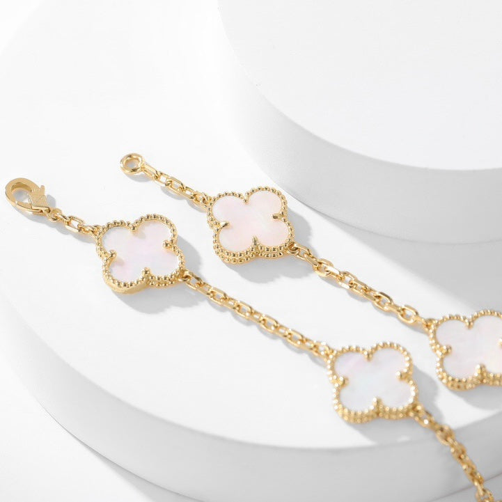 [GALE]CLOVER 10 MOTIFS WHITE MOTHER OF PEARL NECKLACE