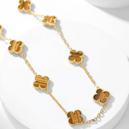 [GALE]CLOVER 10 MOTIFS TIGER EYE NECKLACE