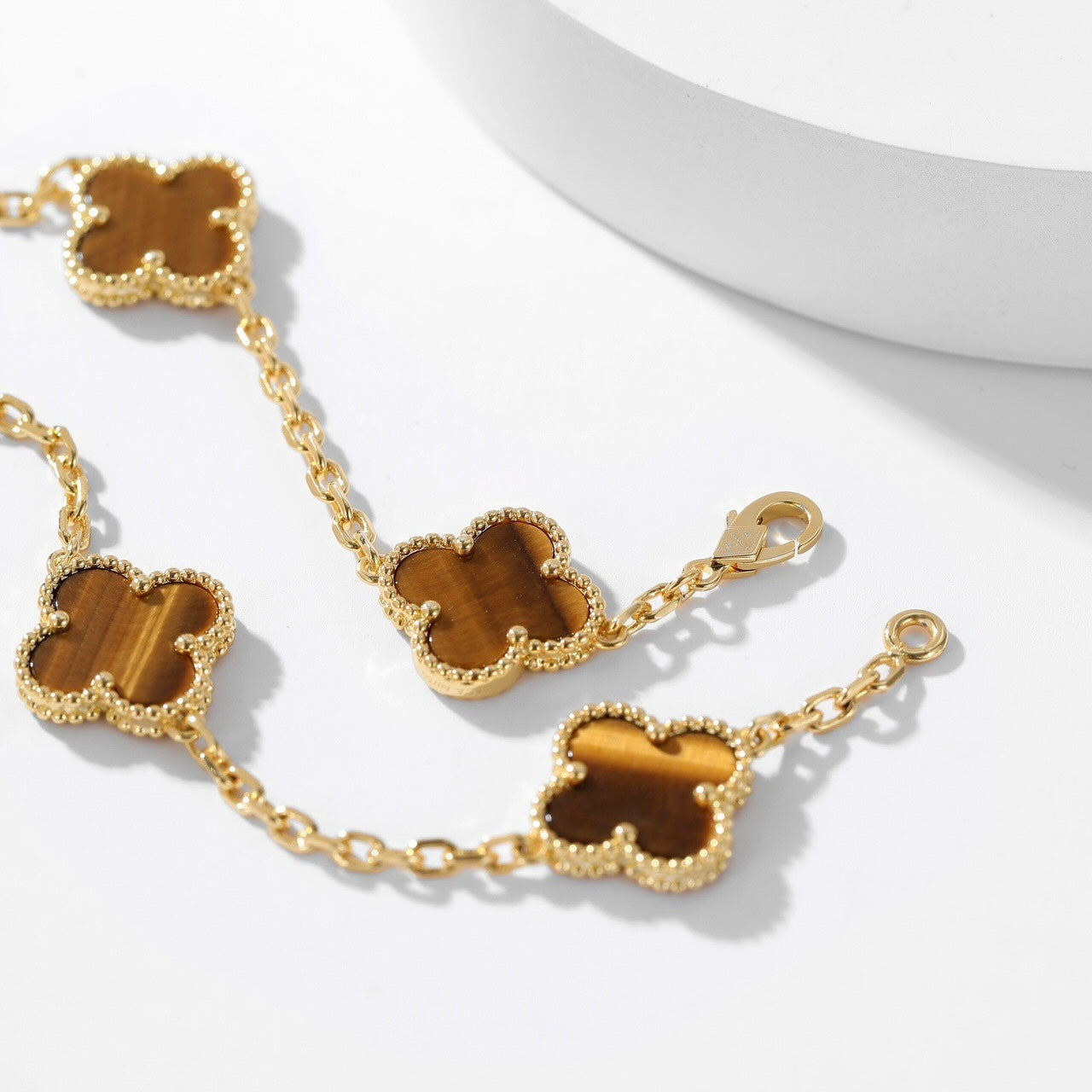 [GALE]CLOVER 10 MOTIFS TIGER EYE NECKLACE