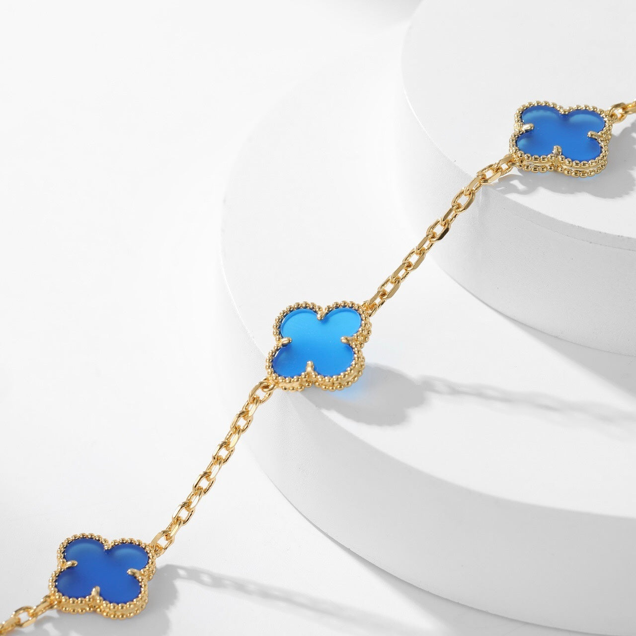 [GALE]CLOVER 10 MOTIFS BLUE AGATE NECKLACE