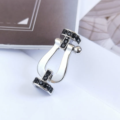 [GALE]FORCE LARGE HORSESHOE BLACK DIAMOND BRACELET SILVER