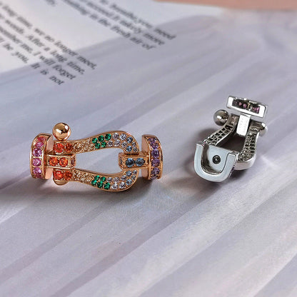 [GALE]FORC LARGE HORSESHOE  COLORED DIAMOND BRACELET SILVER