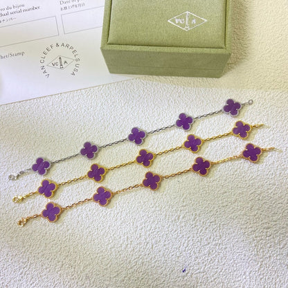 [GALE]CLOVER  5 MOTIFS  PURPLE VIOLET BRACELET