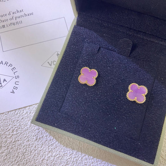 [GALE]CLOVER MINI 9.5MM  PURPLE VIOLET EARRINGS