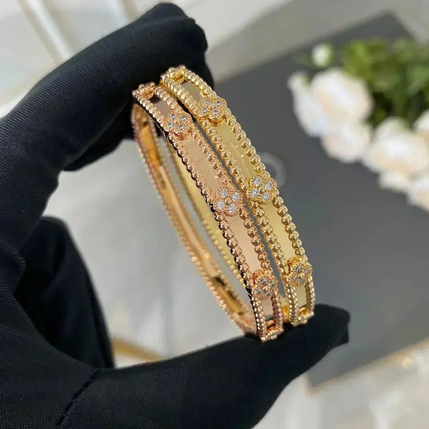 [GALE]CLOVER BRACELET 4MM DIAMONDS