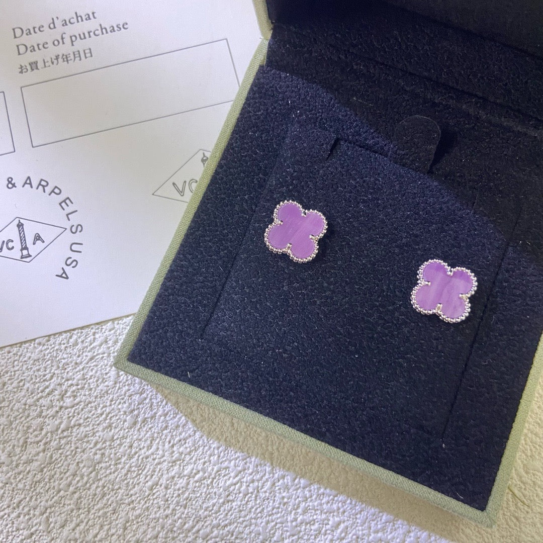 [GALE]CLOVER MINI 9.5MM  PURPLE VIOLET EARRINGS