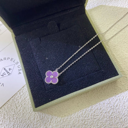 [GALE]CLOVER 15MM DIAMOND  PURPLE VIOLET NECKLACE