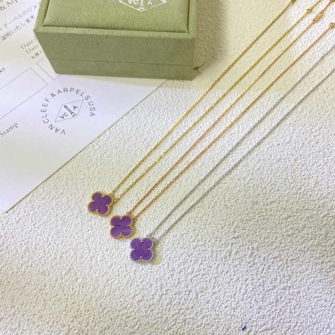 [GALE]CLOVER 15MM  PURPLE VIOLET NECKLACE