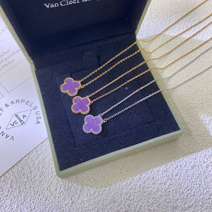 [GALE]CLOVER 15MM  PURPLE VIOLET NECKLACE