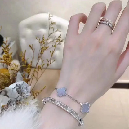 [GALE] CLOVER 5 MOTIF PURPLE CHALCEDONY BRACELET COLLECTION