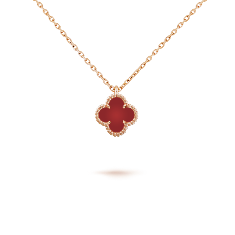 [GALE]CLOVER MINI 9.5MM WHITE CARNELIANS NECKLACE