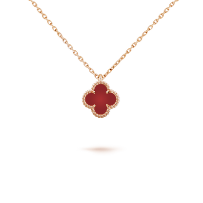 [GALE]CLOVER MINI 9.5MM WHITE CARNELIANS NECKLACE