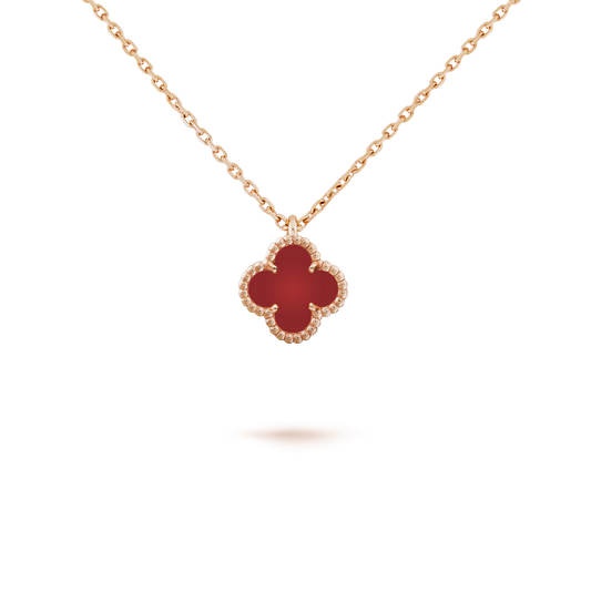 [GALE]CLOVER MINI 9.5MM WHITE CARNELIANS NECKLACE