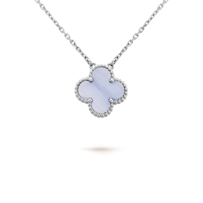 [GALE]CLOVER 15MM BLUE CHALCEDONY NECKLACE SILVER