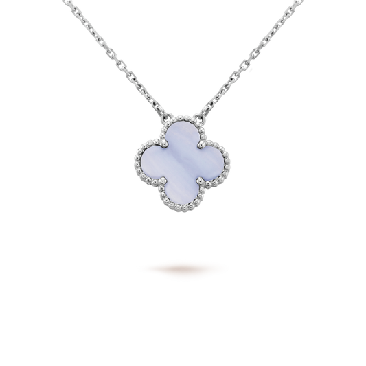 [GALE]CLOVER 15MM BLUE CHALCEDONY NECKLACE SILVER