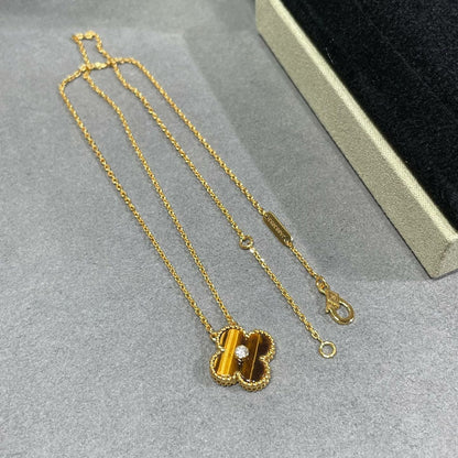 [GALE]CLOVER 15MM DIAMOND AND YELLOW TIGER'S EYE AGATE necklace
