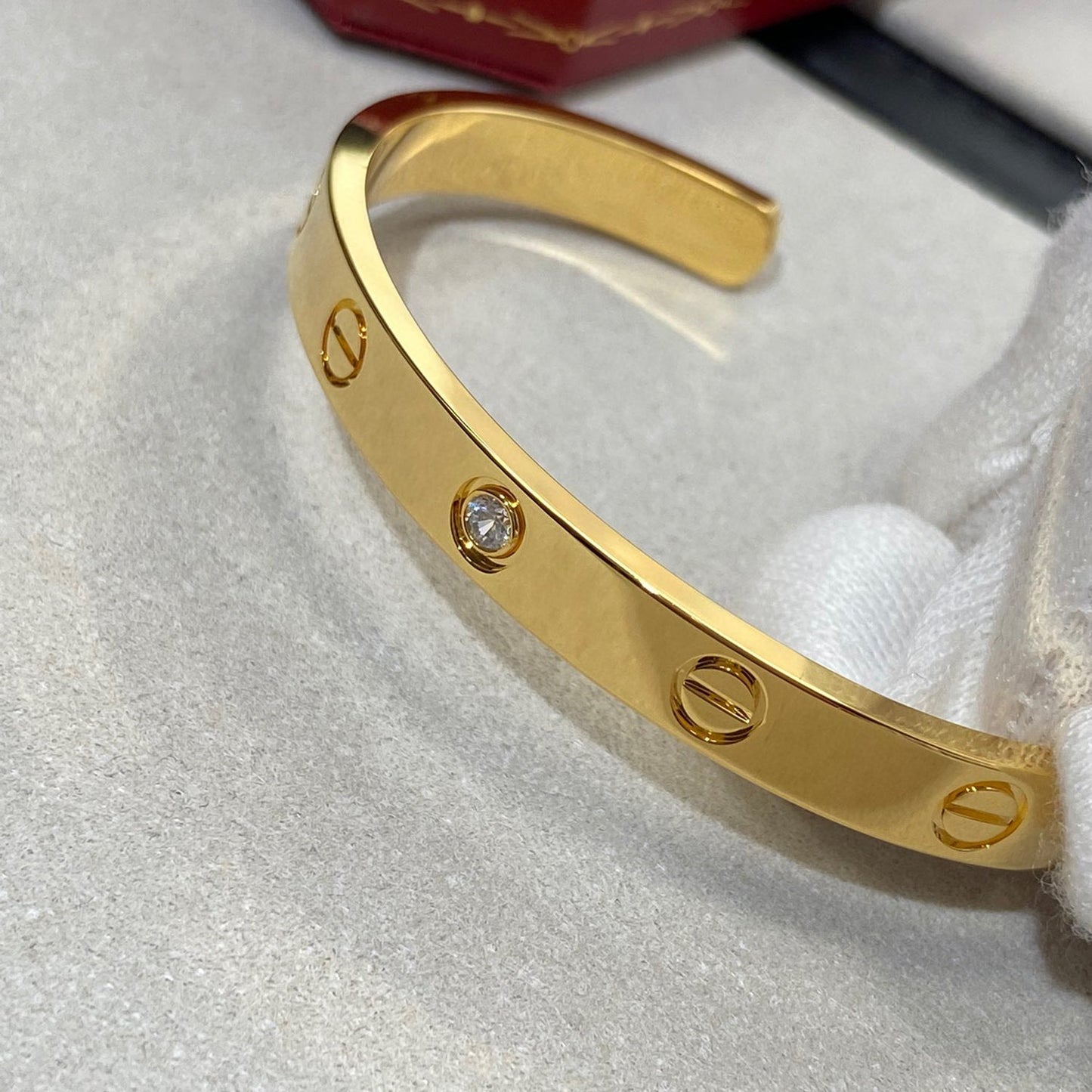 [GALE]LOVE BRACELET 6.1MM 1 DIAMOND OPEN CUFF