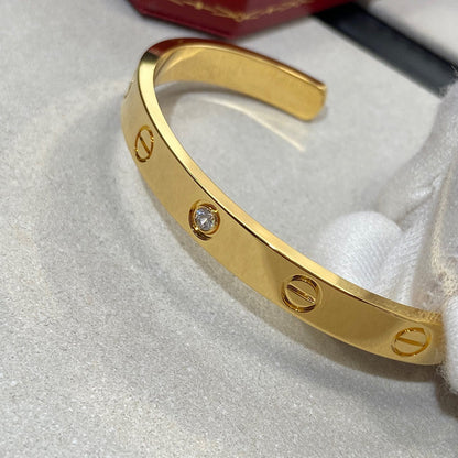 [GALE]LOVE BRACELET 6.1MM 1 DIAMOND OPEN CUFF