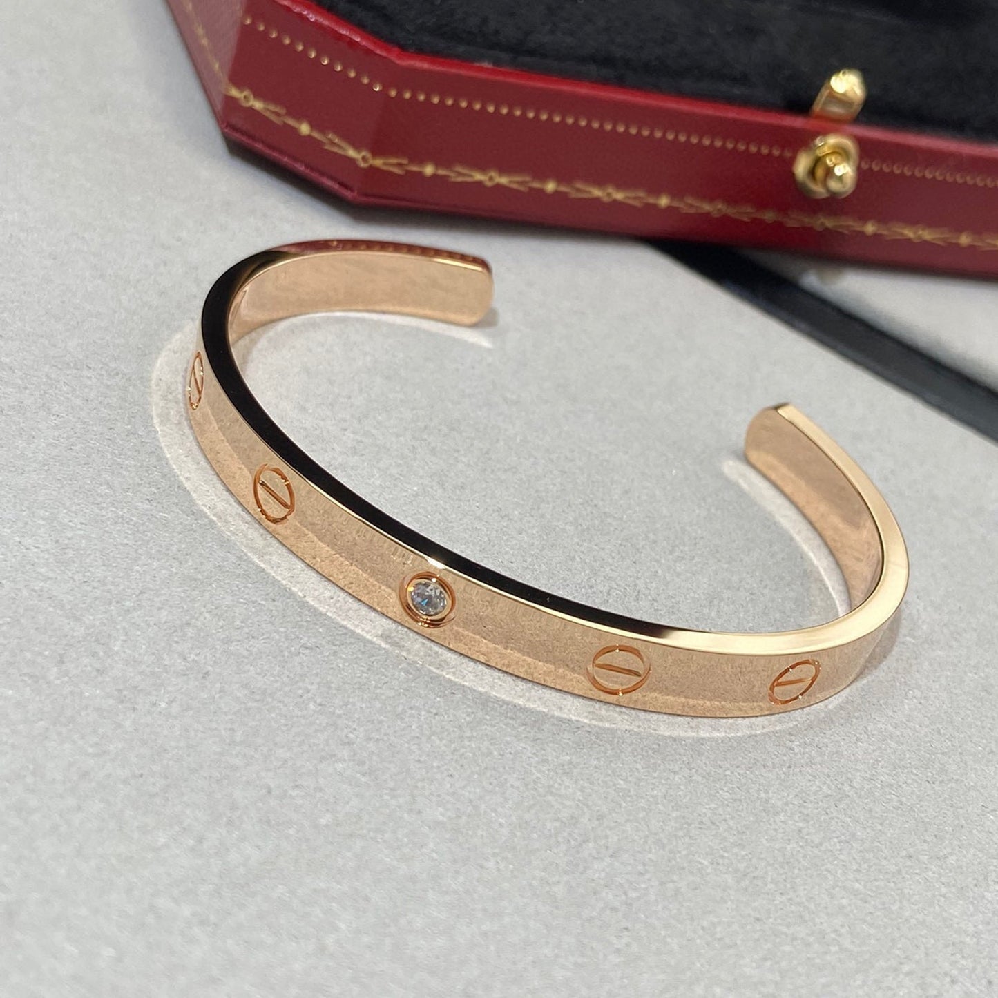 [GALE]LOVE BRACELET 6.1MM 1 DIAMOND OPEN CUFF