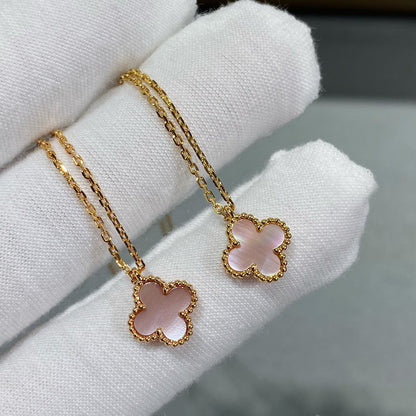 [GALE]CLOVER 15MM PINK MOTHER-OF-PEARL SINGLE FLOWER NECKLACE