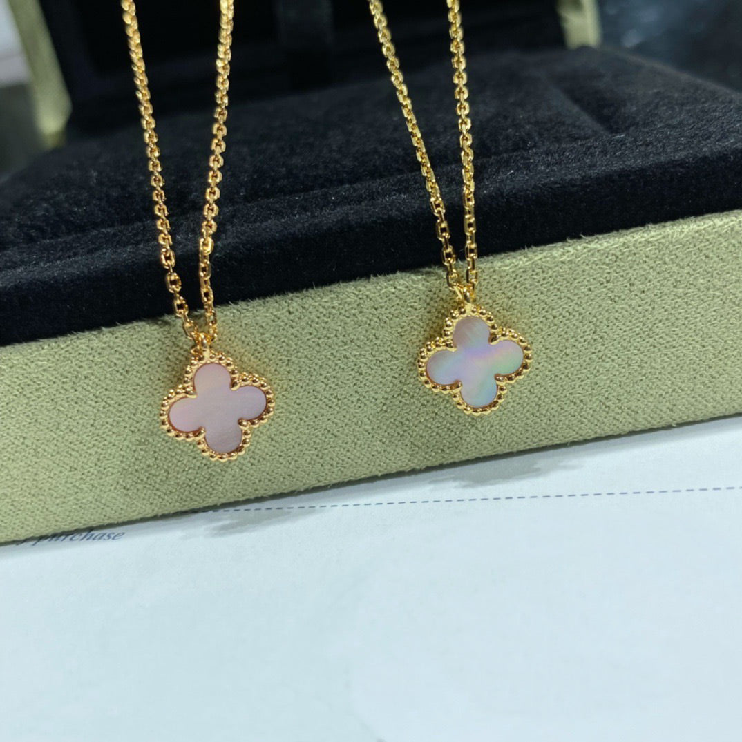 [GALE]CLOVER 9.5MM PINK MOTHER OF PEARL SINGLE FLOWER NECKLACE